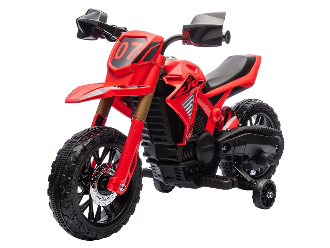 Moto eléctrica infantil de 6 V con ruedas auxiliares - Roja