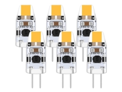 Bombilla Led G4 De 2w, 6 Unidades, 12v, Luz Blanca Cálida 3000k, Equivalente A Halógena De 15w, 200lm, Regulable.