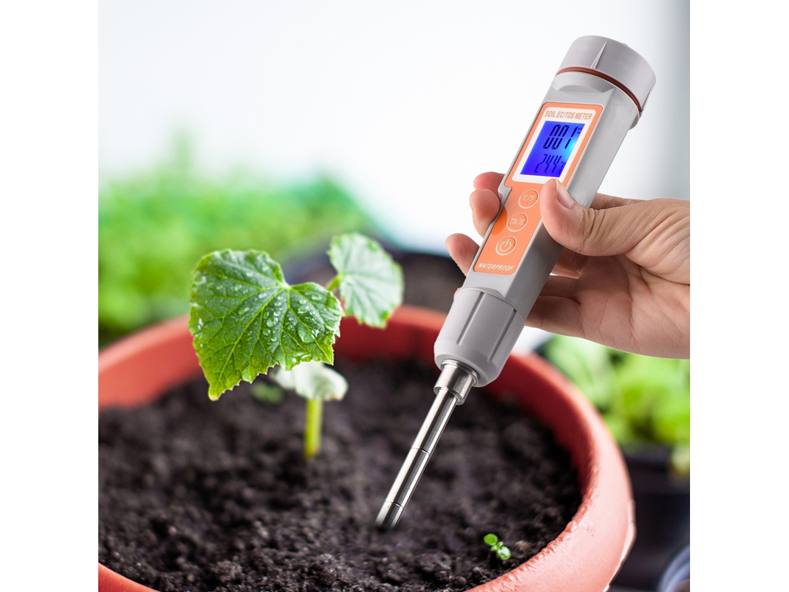 Medidor de suelo multifuncional 3 en 1 con certificación CE/TDS/Temperatura y pantalla trasera iluminada para invernaderos, jardines, granjas y huertos (sin marca).
