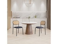 Sillas De Comedor Simurq Juego De 2 Ratán Y Lino Gris 48x44.5x80.5cm Diseño Ergonómico Antideslizante Para Cocina Y Salón