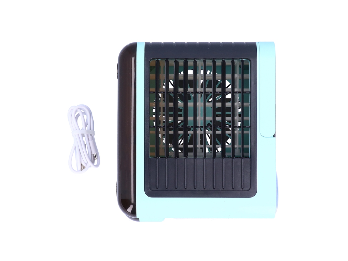 Mini aire acondicionado USB con función de viento e iones negativos.