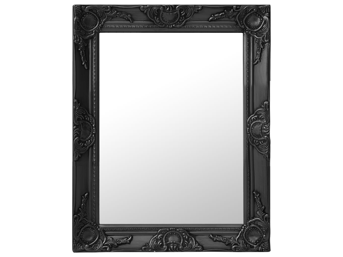 Espejo de Pared Estilo Barroco 50X60 cm Negro Decoración