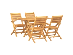 Maison Exclusive - Juego de comedor de jardín de 5 piezas en madera maciza de teca