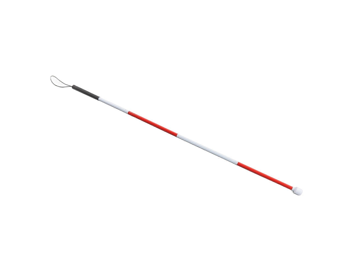 Bastón plegable con mango antideslizante de aluminio, en rojo y blanco, ligero e ideal para personas con discapacidad visual.