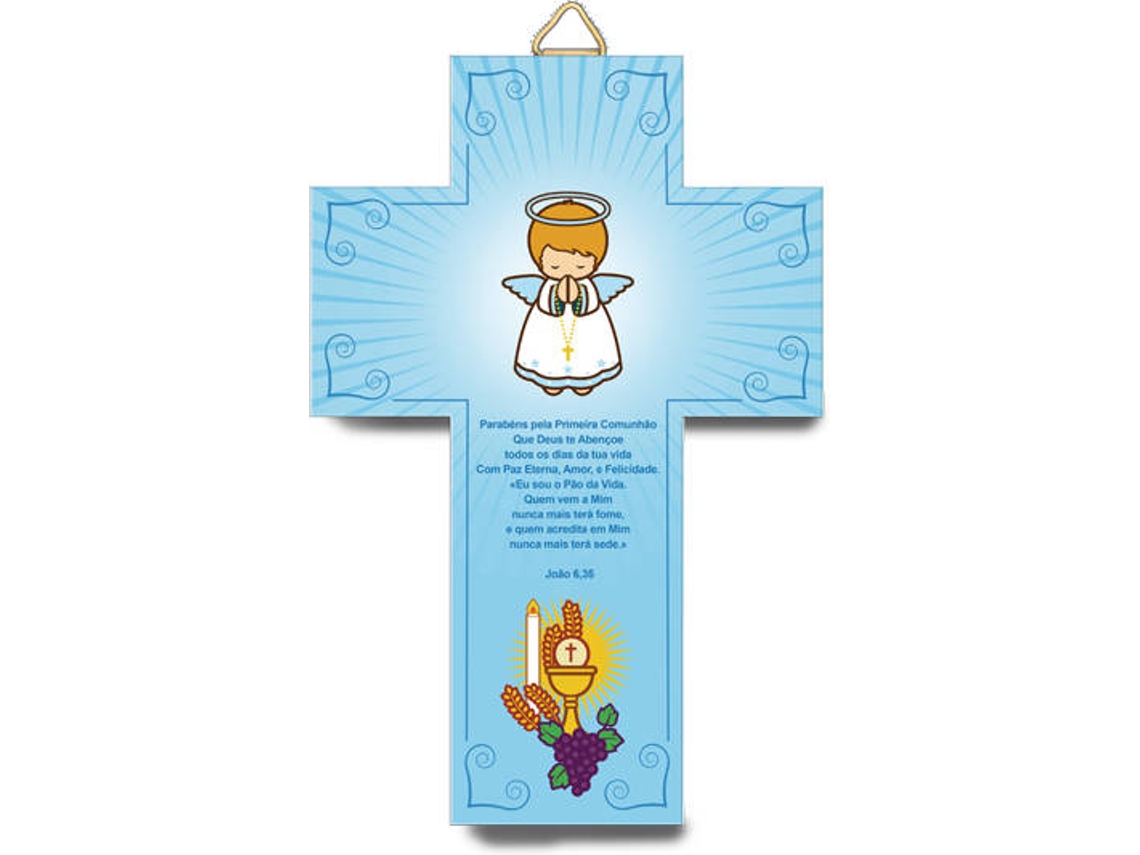 Figura Decorativa LITTLE DROPS OF WATER Cruz Comunión Ángel Niño (Azul - Resina)