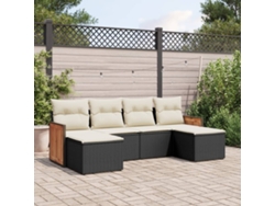 Set De Sofás De Jardín 6 Udsjuego De Muebles De Jardín Y Cojines Ratán Sintético Negro Cfw202543