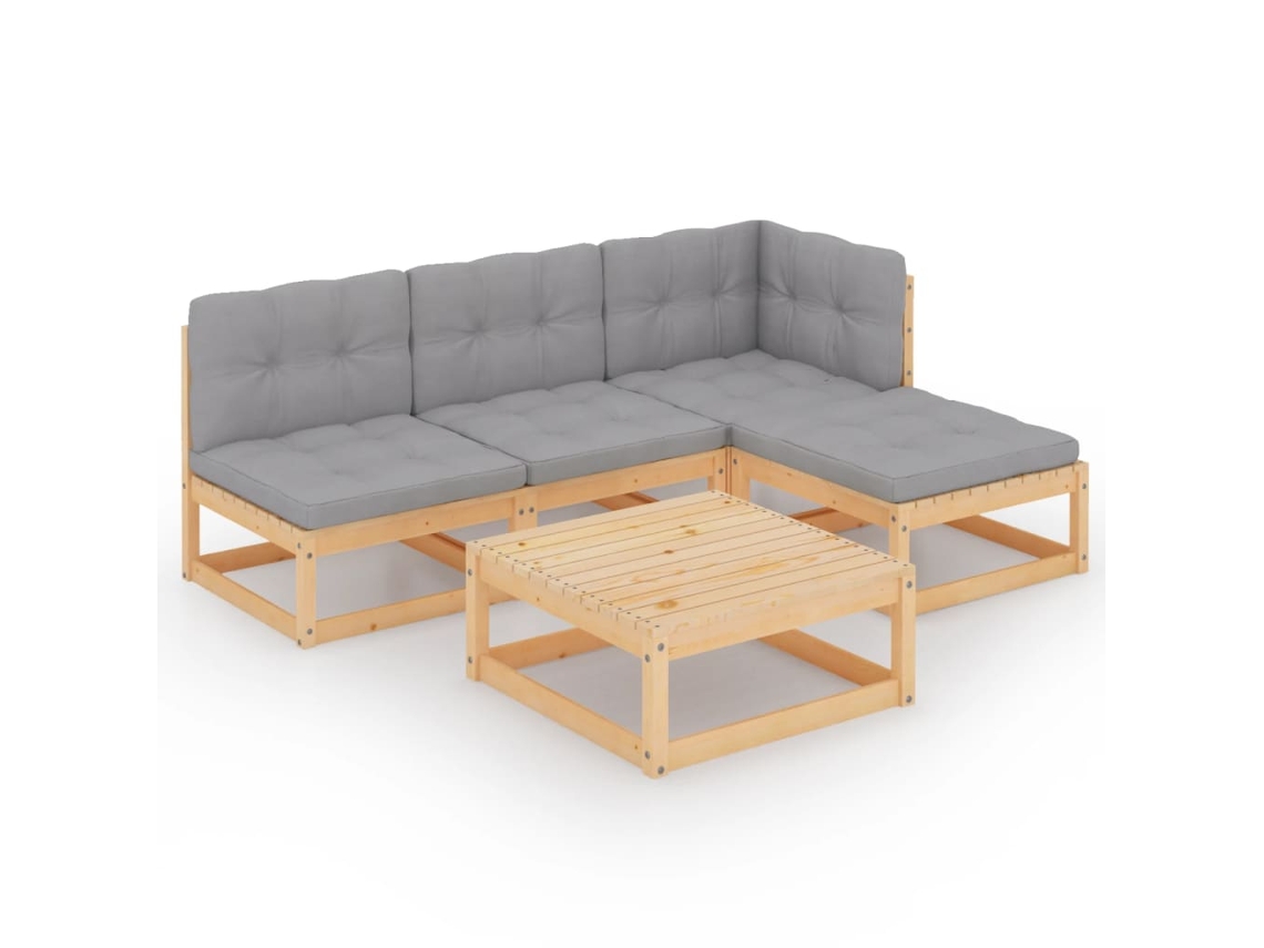 Maison Exclusive - Conjunto de salón de jardín de 5 piezas con cojines de pino macizo