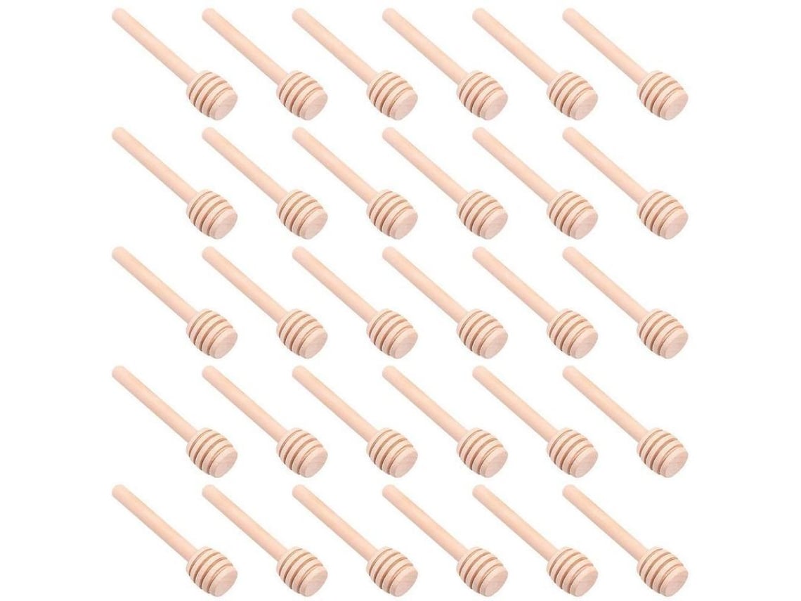 Rebe-30 Mini recipientes de madera de 7,6 cm para dispensar miel, sirope, chocolate y caramelos en tarros.