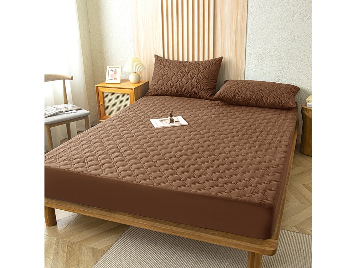 Protector De Colchón Impermeable Czhhmart (sábana Bajera Ajustable) 150 Cm X 200 Cm (con Dos Fundas De Almohada) Marrón