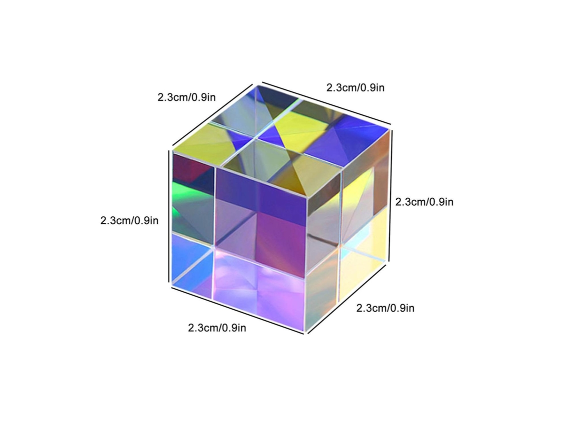 Cubo de cristal prisma arcoíris - Vidrio pulido de seis caras para efectos de color