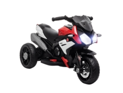 Motocicleta Eléctrica Infantil, 3 Ruedas, 6v, Música, Claxon, Faros, Rojo, Negro.