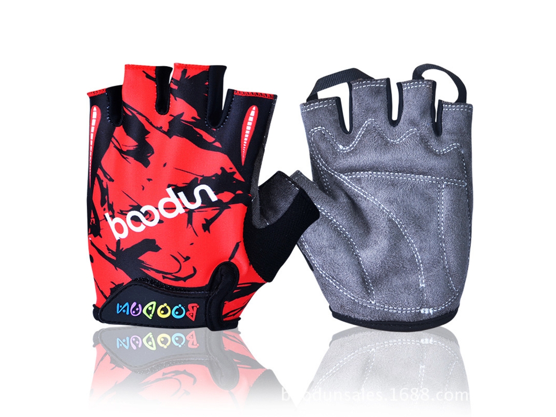 (rojo L) Guantes De Fitness Con Botones Para Padres E Hijos, Unisex, Guantes De Medio Dedo Antideslizantes Para Niños