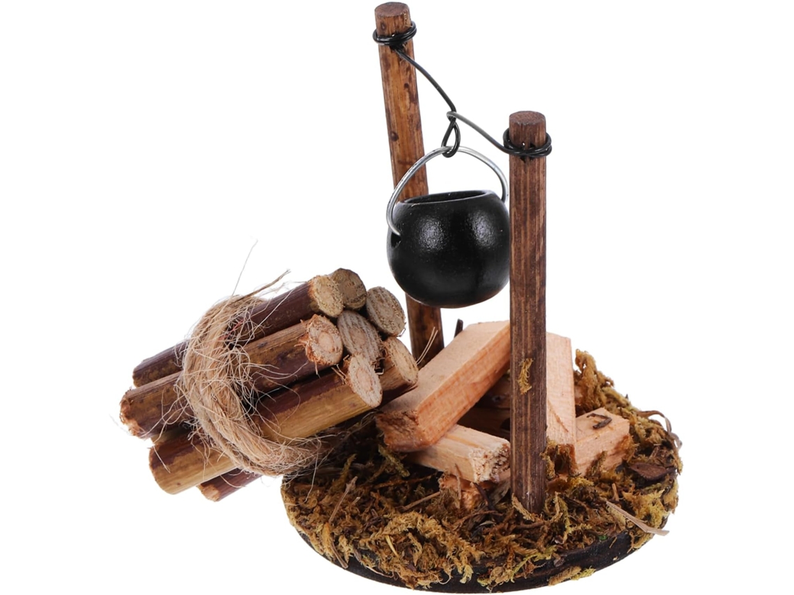 Juego de accesorios en miniatura para chimenea colgante, leña realista para casa de muñecas.