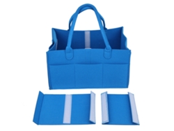 Organizador De Pañales Para Bebé Con Múltiples Compartimentos, Bolso De Fieltro Azul Para Madres.