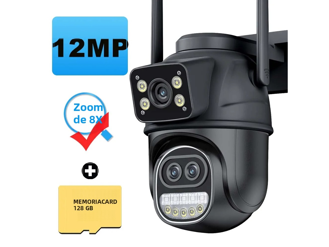 Mdug 12mp 6k 128gmemoria Wi-ficámara De Seguridad Para Exteriores, Pantalla Dual,8objetivo Zoom