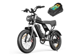 Bicicleta eléctrica Yvy C20 Pico, 1500 W, batería de 48 V y 20 Ah, velocidad de 45 km/h, neumáticos grandes negros de 20 pulgadas.