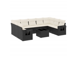 Maison Exclusive - Set De Sofás De Jardín 10 Pzas Cojines Ratán Sintético Negro