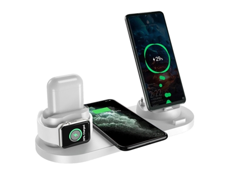 Carga inalámbrica de 15 W, plegable 6 en 1, blanco CHRONUS