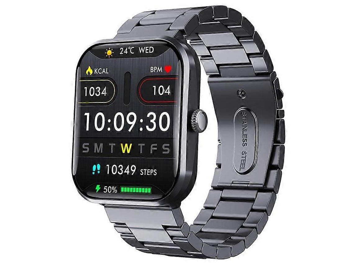 Reloj inteligente F96 con llamadas SOS y Bluetooth, monitor de glucosa y monitor de actividad física en bicicleta eléctrica (correa de acero)