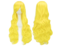 Peluca larga y rizada para cosplay de personajes de anime, 80cm (amarilla) Gertiz
