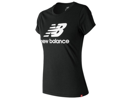 Camiseta de Mujer NEW BALANCE Essentials Stacked Logo Negro (25.5)
