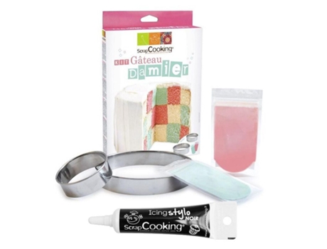 Kit Tarta Damero + Tubo De Glaseado Negro