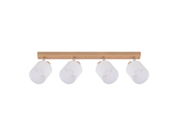 4 Focos de Techo Modernos de Madera para Salón E14 Giratorios 350 Máx.25W Lámpara de Pantalla de Tela para Dormitorio Sin Bombilla NETTLIFE