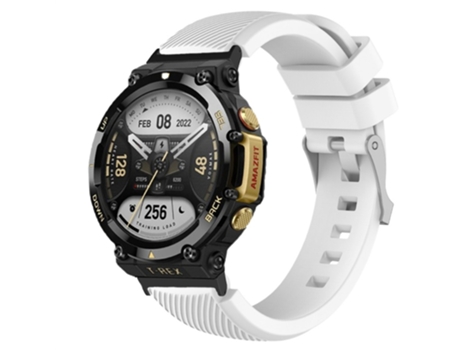 Correa de Silicona diseño de sarga ajustable para Huami Amazfit T-Rex 2 - blanco