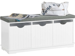 Banco Armario de Zapatos SOBUY Blanco y Gris (100x36x46cm)