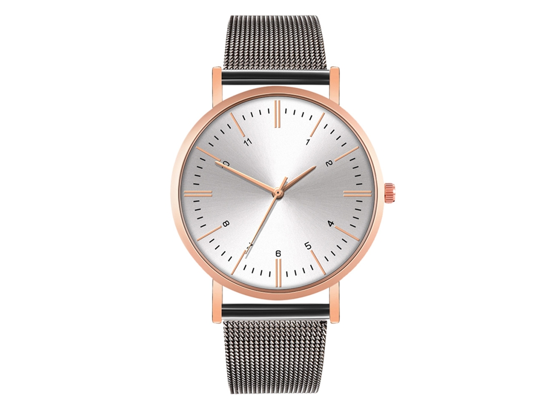 Reloj De Moda Para Parejas Con Correa De Malla Dial Redondo Cuarzo Unisex