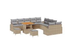Maison Exclusive - Conjunto de sofás de jardín de 13 piezas en beige y gris claro