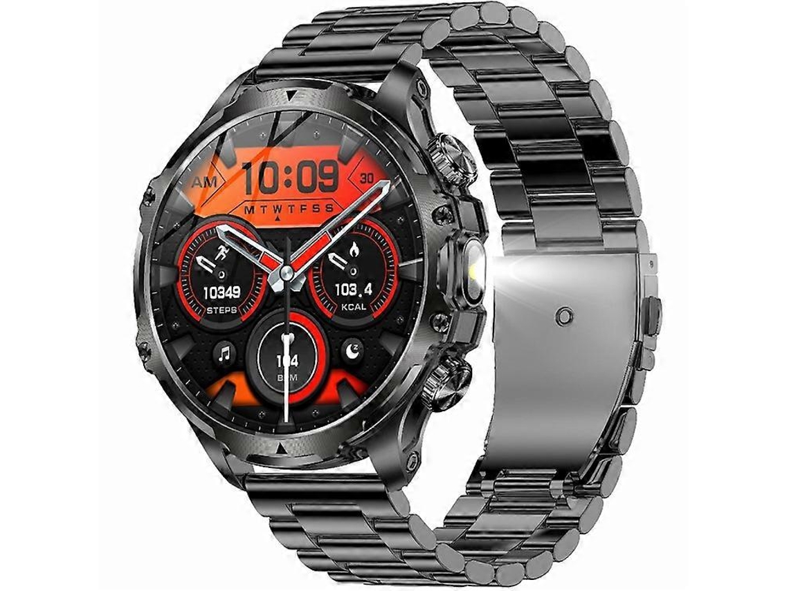 Reloj inteligente Ak75 con correa de acero, llamadas Bluetooth, resistente al agua, monitor de salud, reloj deportivo Ly Ebike