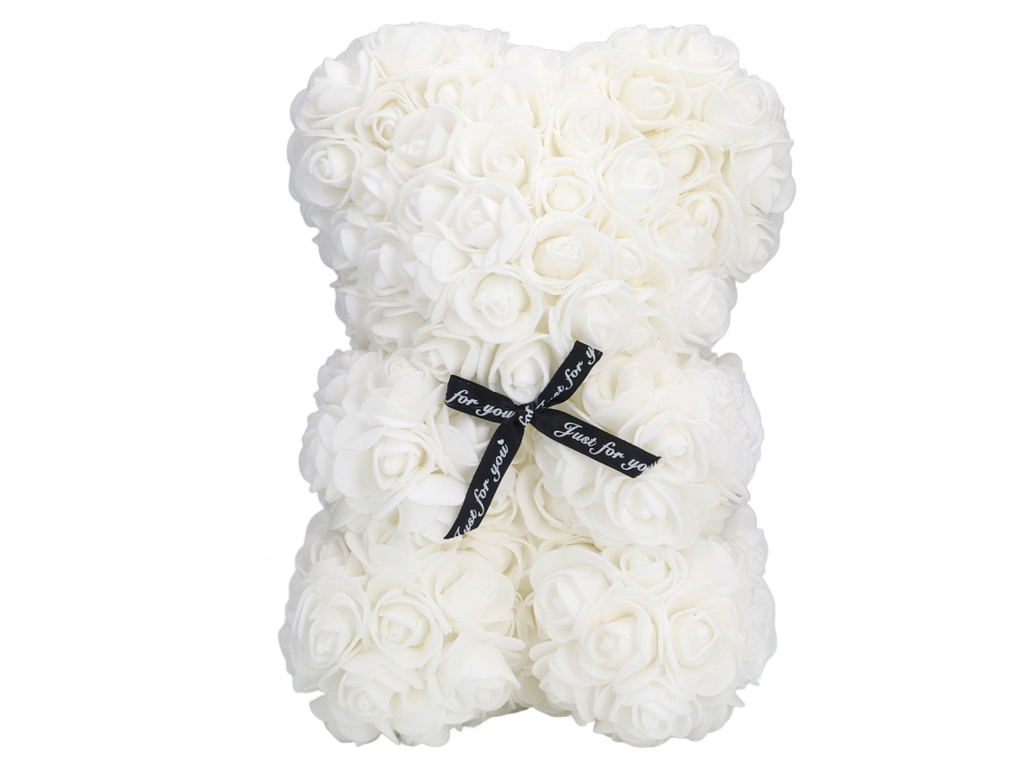 Oso de peluche artificial rosa y blanco de 25 cm, regalo romántico para Navidad y San Valentín | Sin marca