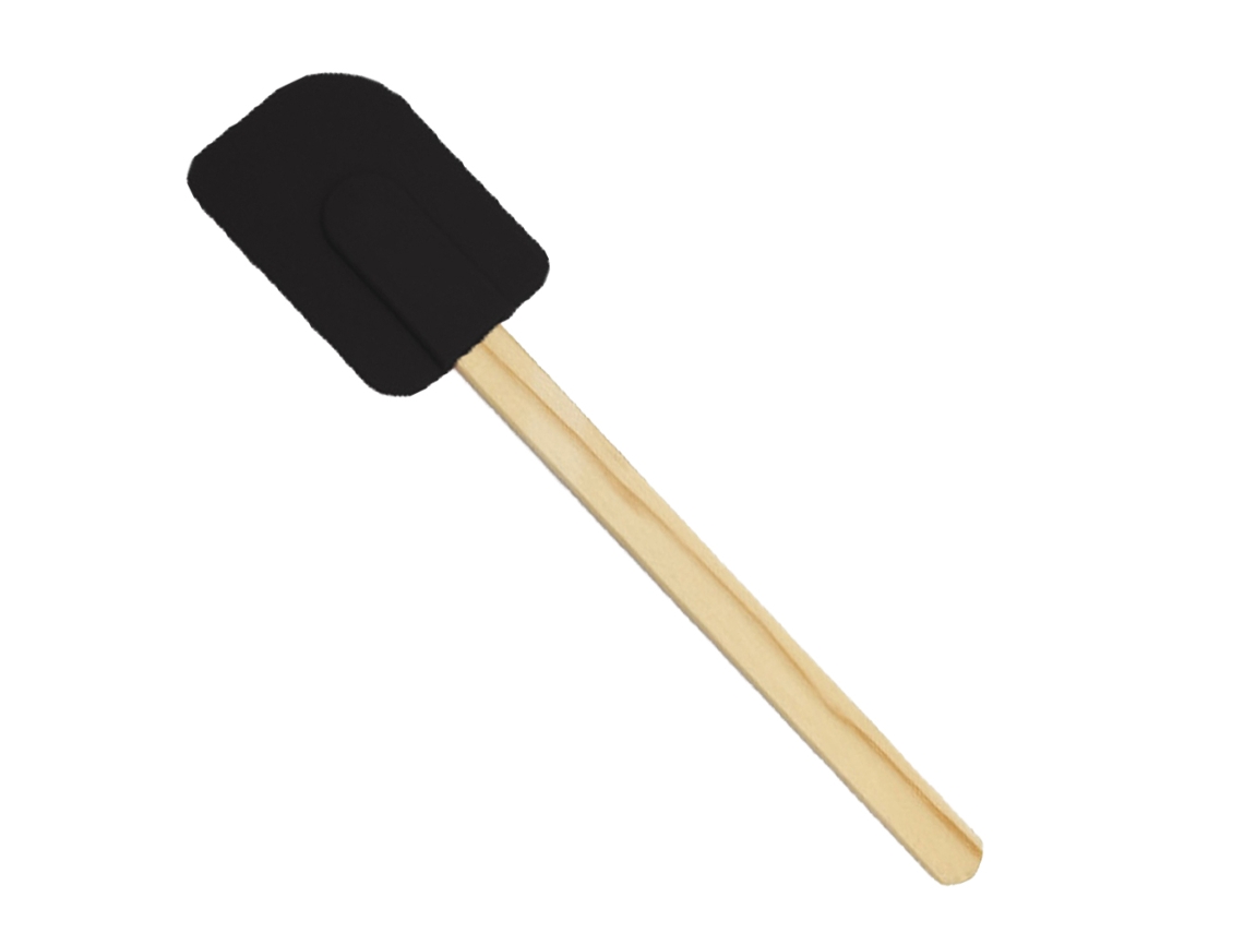 Espátula de silicona gruesa para repostería, herramienta de cocina con mango de madera para mezclar y raspar.