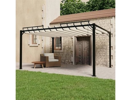 vidaXL Cenador con techo persiana 3x4 m tela y aluminio crema
