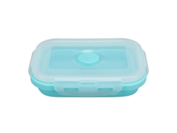 Recipiente plegable de silicona para alimentos, resistente al calor, 500 ml, azul