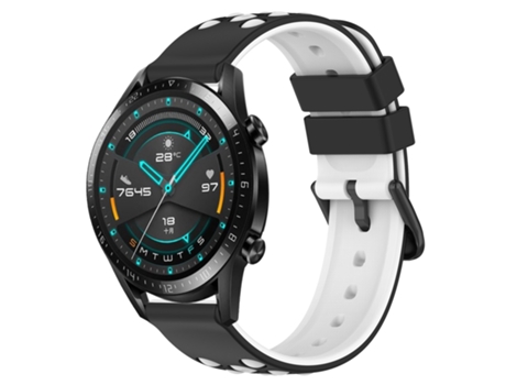 Correa de reloj inteligente para Huawei Watch GT2 42 mm 20 mm Silicona porosa bicolor (negro + blanco)