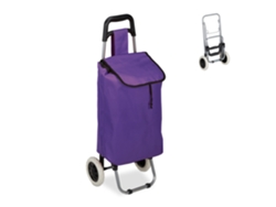 Carrinho De Compras Relaxdays, Dobrável, Saco De 25 L Com Rodas, Até 10 Kg, Hbt: 91 X 40 X 30 Cm, Roxo