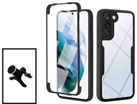 Kit Carcasa 360° Protección Frente y Verso + Soporte Magnético con Piernas para Samsung Galaxy S21 FE 5G Pro GIFT4ME Negro