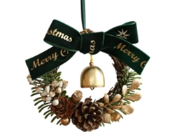 Campanas, Adornos navideños, Colgante de madera Adornos para Fiestas Con Campanas, Lazo elegante,(verde)