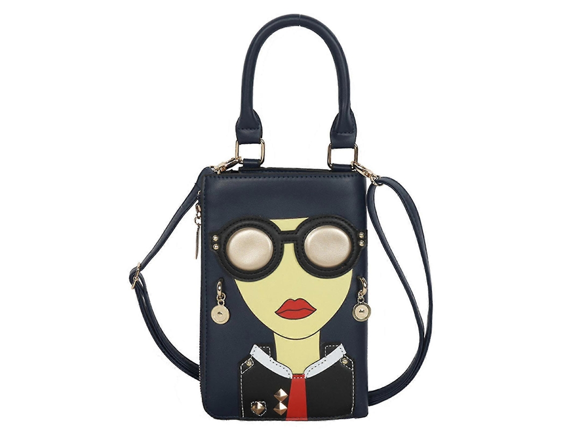 Bolso bandolera divertido para mujer, bandolera de poliuretano, mochila, azul oscuro Lalamoli