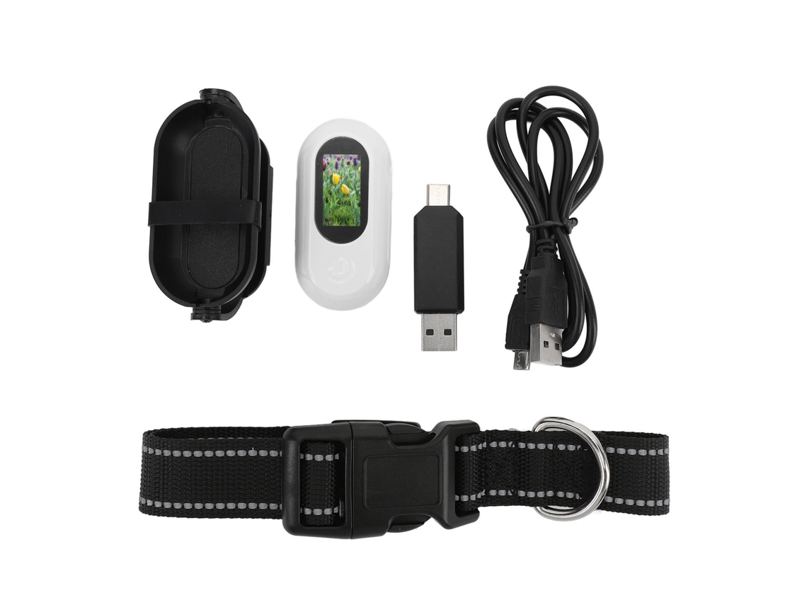 Collar Cámara Mascota 1080p Inalámbrico Wifi Con Clip Ajustable Ángulo Tracker Perro Gato Interior Exterior Blanco 128gb