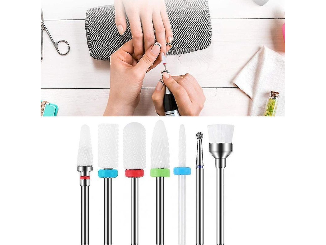 Kit De 7 Brocas Para Taladro Eléctrico De Uñas, Cortador De Manicura, Diamante, Esmalte En Gel.