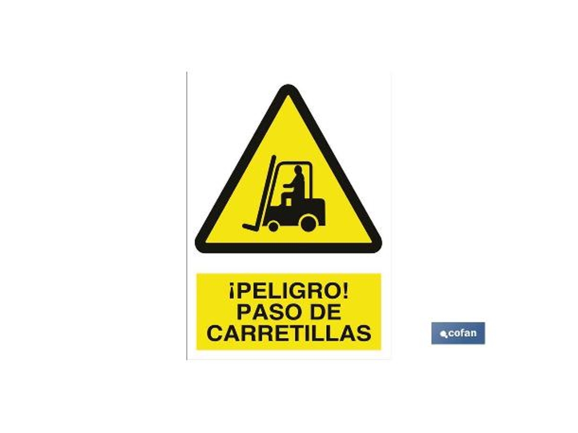 Señal poliestireno 297x210mm. ¡peligro! paso de carretillas
