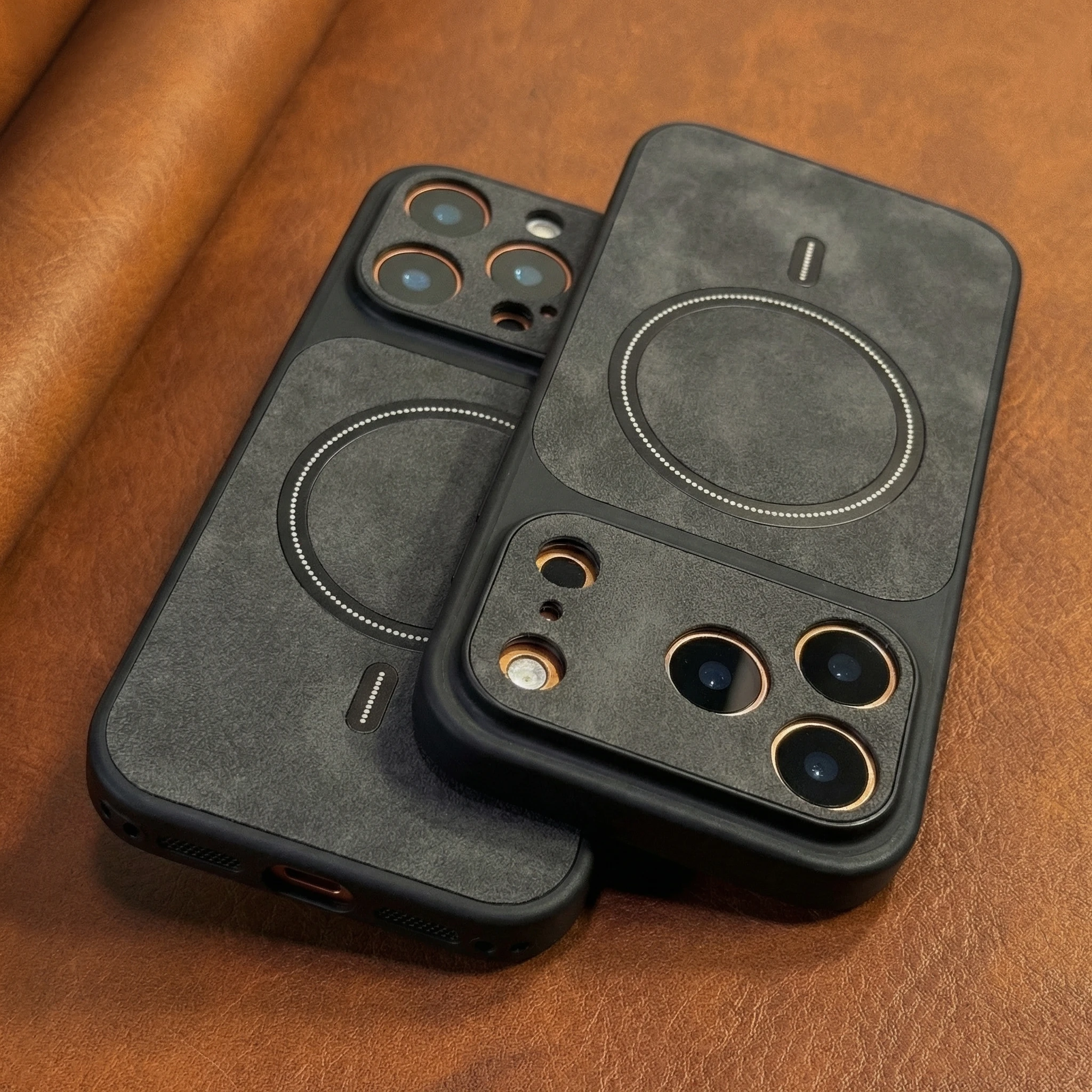 (iphone 14 Negro) Funda Magnética Magsafe De Piel Sintética Con Acabado Mate.