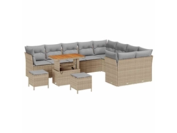 Maison Exclusive - Conjunto De Sofá De Jardín Con Cojín 12 Pcs Beige Y Gris Claro