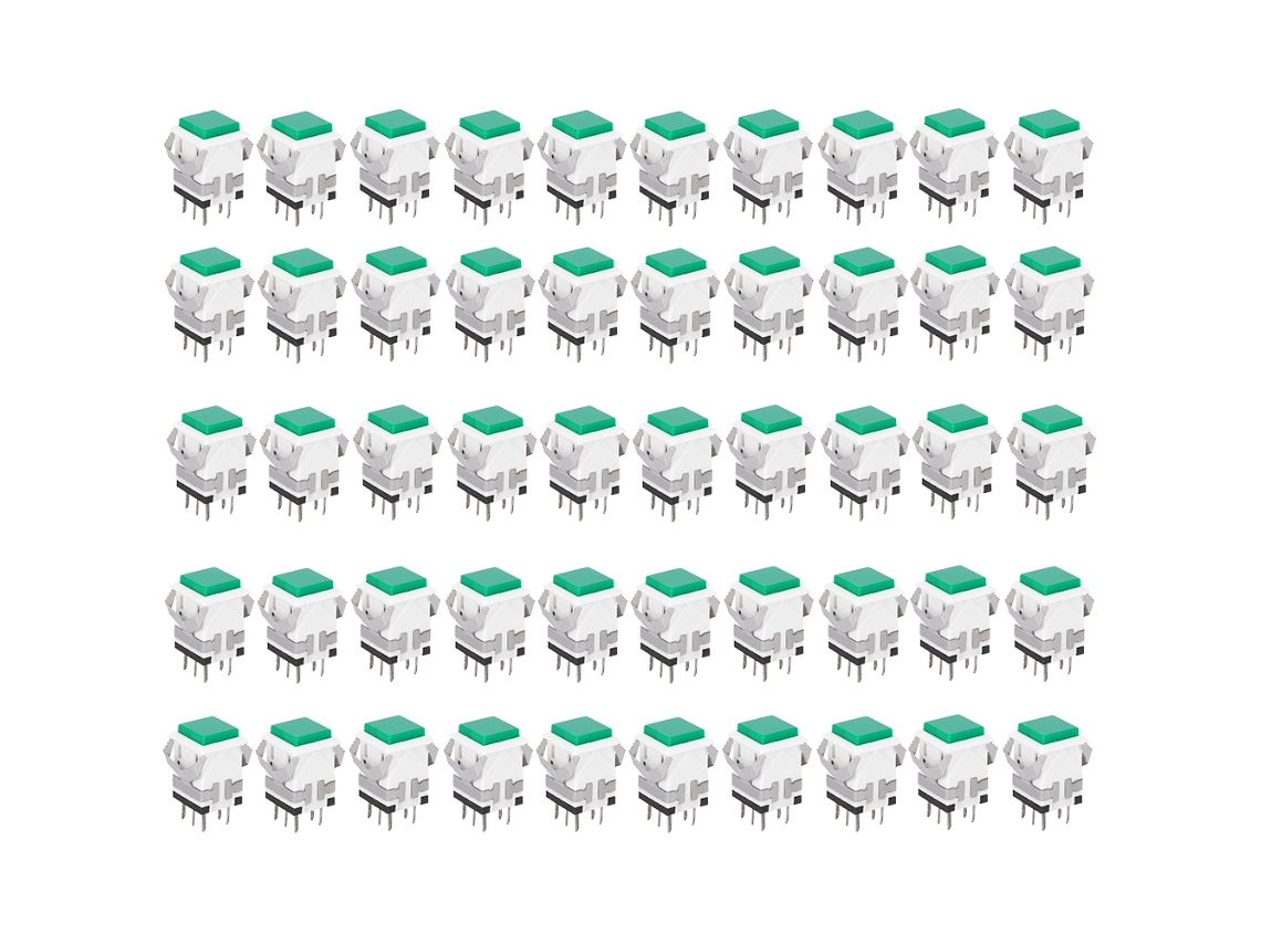 50 interruptores de botón de reinicio de 6 pines, color verde, 5 V, precisos y estables.