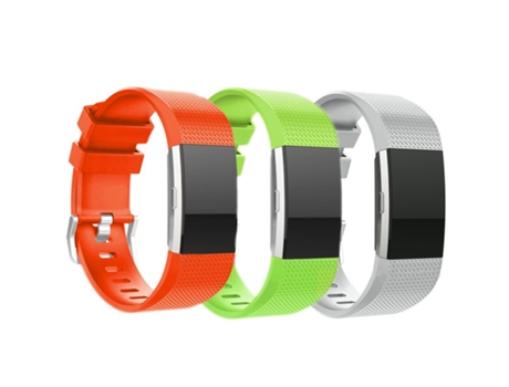 Correa de repuesto para Fitbit Charge 2 Band correa de Silicona naranja + gris + verde 3 unids