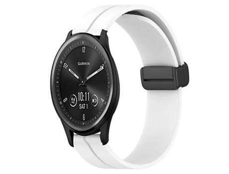 Correa De Reloj Inteligente Para Garmin Vivomove Sport, Banda De Reloj Blanca De Silicona Con Cierre Magnético De Color Sólido De 20Mm VENISYMLIS