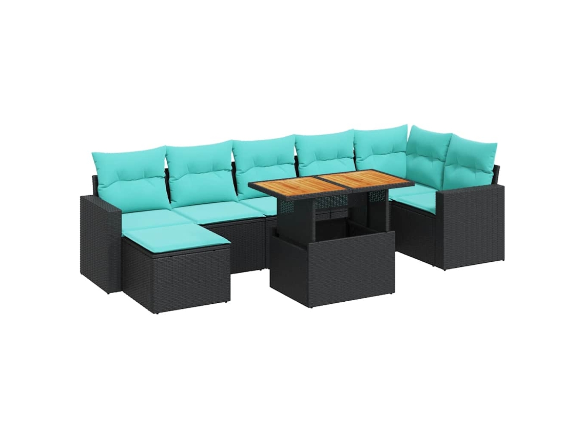 Maison Exclusive - Set De Sofás De Jardín Y Cojines 8 Piezas Ratán Sintético Negro